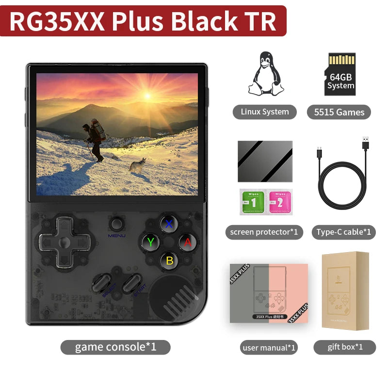 RG35XX Plus Retro Handheld Game Console with Over 5000 Classic Games, Wireless/Wired Controller Support, and HDMI TV Output