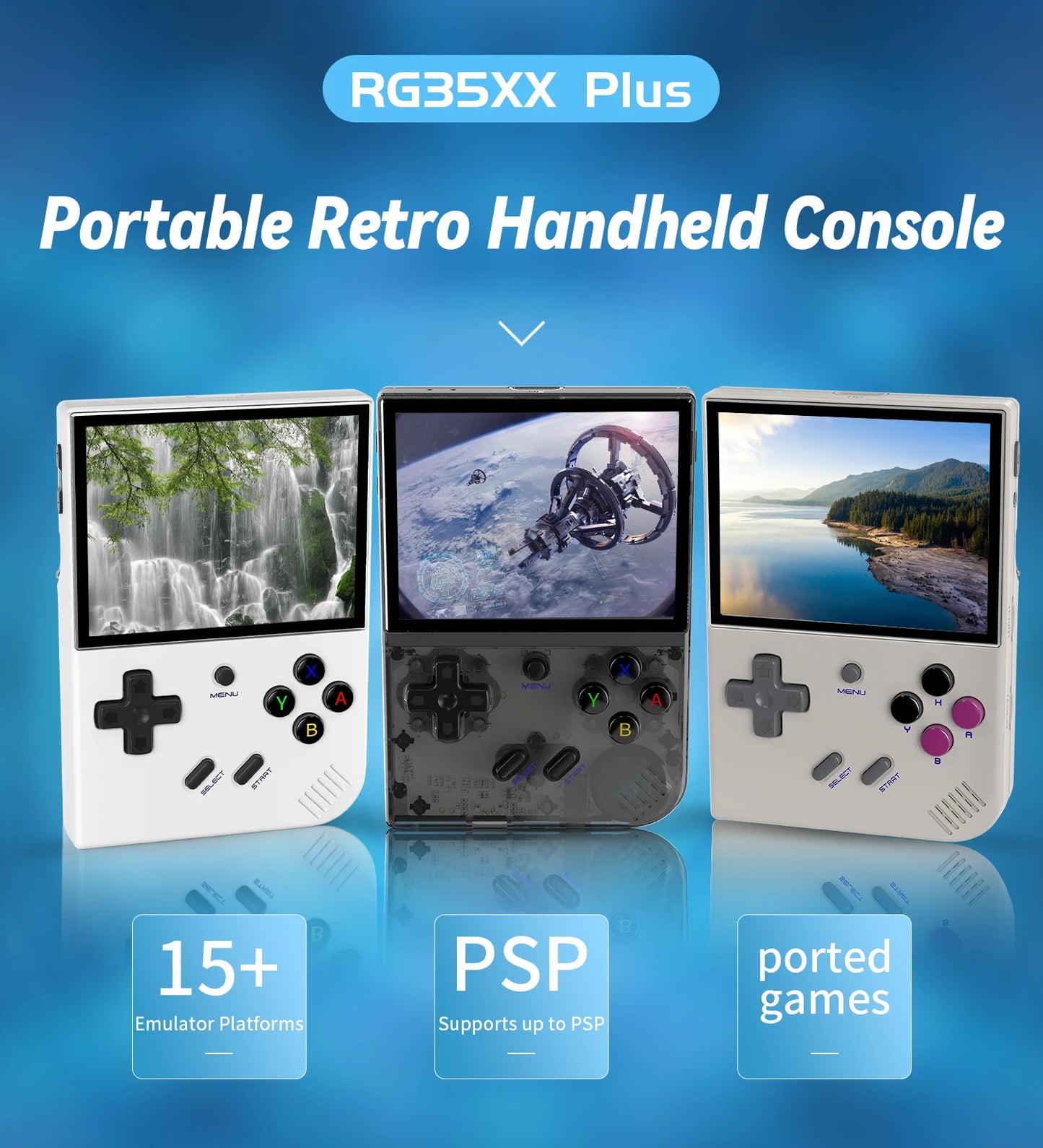 RG35XX Plus Retro Handheld Game Console with Over 5000 Classic Games, Wireless/Wired Controller Support, and HDMI TV Output